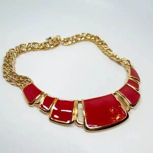 Trifari Red and Gold Statement Necklace